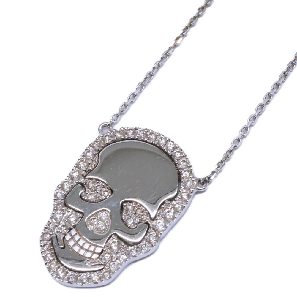 Lucien Pellat-Finet 750WG Skull Necklace with Small Diamonds, White Gold, Wom...